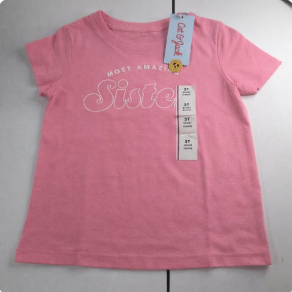 Cat & Jack Girl's 3T Short Sleeve Crew Neck Tee NWT